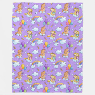 Cool Animal Pattern - Comic Unicorn 2 Fleece Blanket