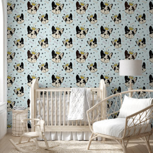 Cool Animal Pattern - Cute Bull Dog with Crown 1 Wallpaper