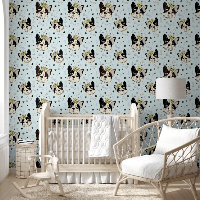 Cool Animal Pattern - Cute Bull Dog with Crown 1 Wallpaper (Kids)
