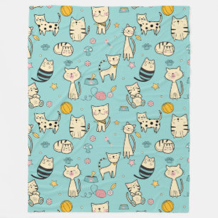 Cool Animal Pattern - Cute Cats 1 Fleece Blanket