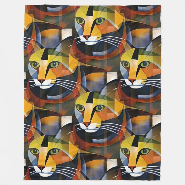 Cool Animal Pattern - Cute Cats 2 Fleece Blanket (Front)