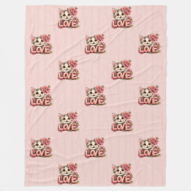 Cool Animal Pattern - Cute Cats 6 Fleece Blanket (Front)