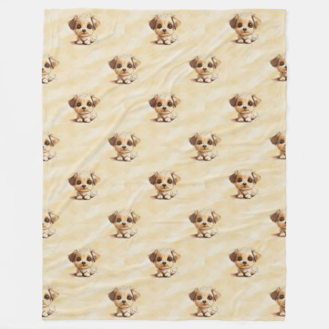 Cool Animal Pattern - Cute Dogs 5 Fleece Blanket (Front)