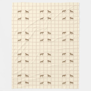 Cool Animal Pattern - Grid Shapes Horses 1 Fleece Blanket