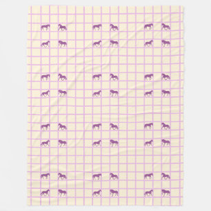 Cool Animal Pattern - Grid Shapes Horses 3 Fleece Blanket
