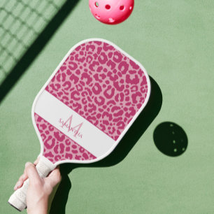 Cool Animal Pattern Name Colourful Pink Girly Fun Pickleball Paddle
