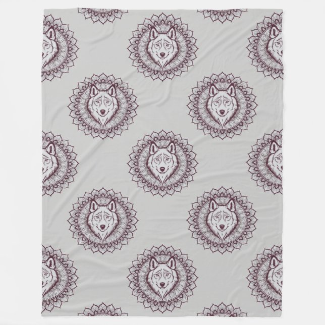 Cool Animal Pattern - Wolf Head Mandala 1 Fleece Blanket (Front)