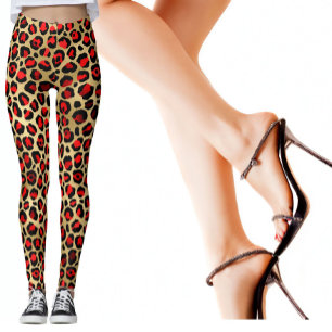 Cool Animal Print Fun Leopard Scarlet Gold  Leggings