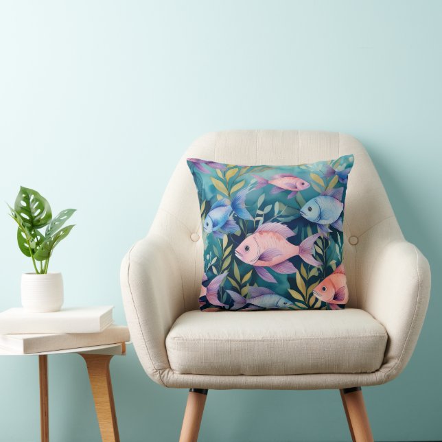Cool Animal Watercolor Pattern - Fish 3 Cushion (Chair)
