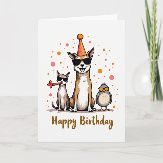Cool Animals Birthday Card (Front)