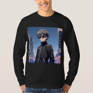 Cool Anime Boy with Sunglasses – Urban Night City T-Shirt