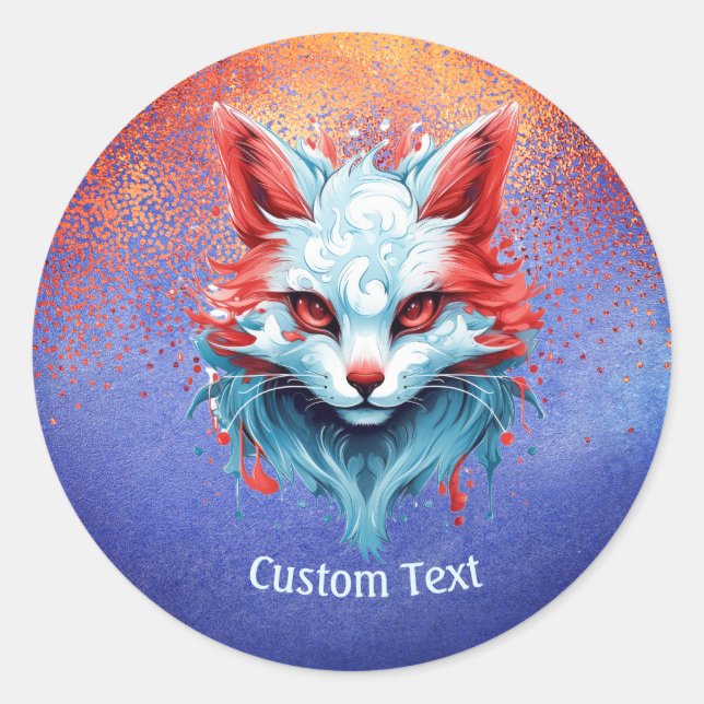 Cool Anime Magical Cat Personalised  Classic Round Sticker (Front)