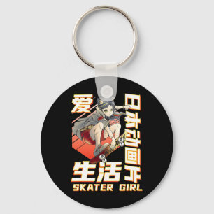 Cool Anime Skater Art Women Girls Skateboarding Sk Key Ring