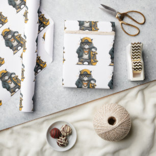 Cool Anthropomorphic Cat in Hip Hop Attire Wrapping Paper
