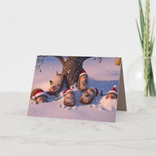 Cool anthropomorphic Christmas hedgehogs Card