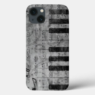 Cool antique grunge effect piano music notes iPhone 13 case