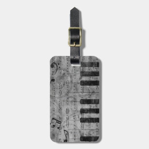 Cool antique grunge effect piano music notes luggage tag