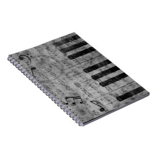 Cool antique grunge effect piano music notes notebook