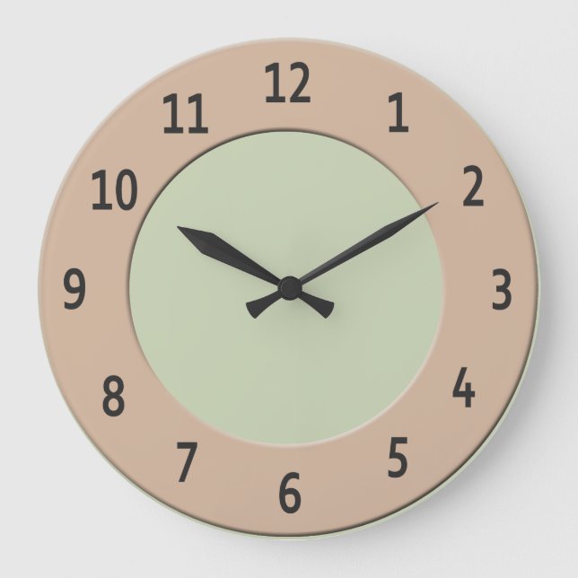 Cool any Colour Black Digits on Latte Frame Large Clock (Front)