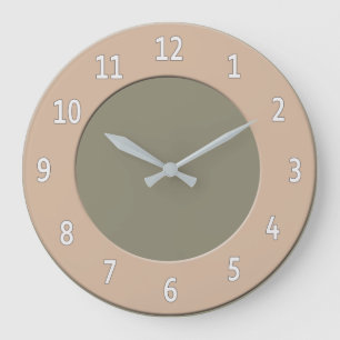 Cool any Colour White Digits on Latte Frame Large Clock