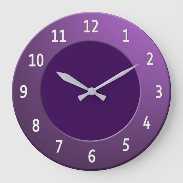 Cool any Colour White Digits on Purple Frame Large Clock (Front)