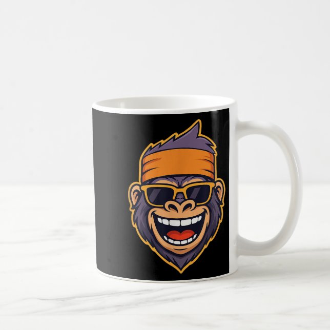 Cool Ape Gorilla Head Funky Monkey Retro Bandanna  Coffee Mug (Right)