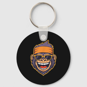 Cool Ape Gorilla Head Funky Monkey Retro Bandanna Key Ring