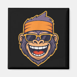 Cool Ape Gorilla Head Funky Monkey Retro Bandanna Magnet