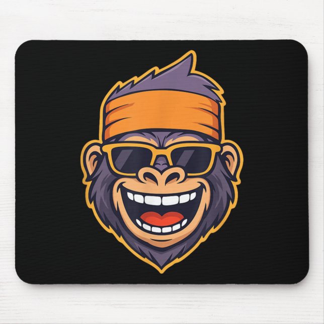 Cool Ape Gorilla Head Funky Monkey Retro Bandanna  Mouse Pad (Front)