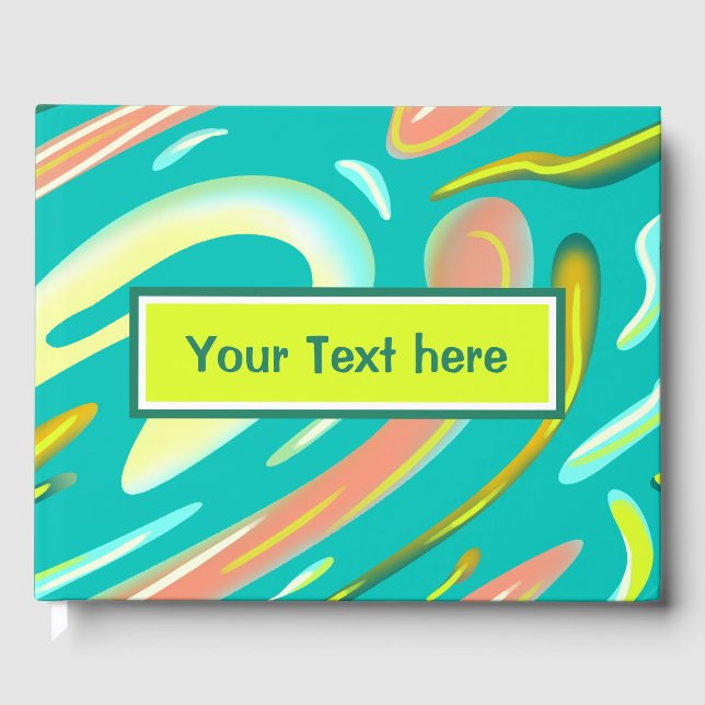 Cool Aqua Abstract Liquid style modern painting Guest Book (Front)