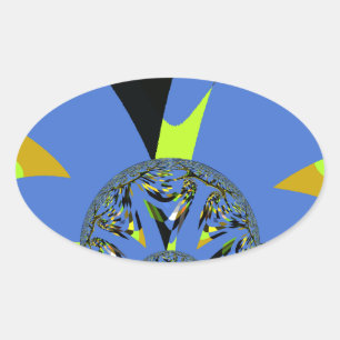 Cool Arches with Fractal Spheres Art Design Oval Sticker