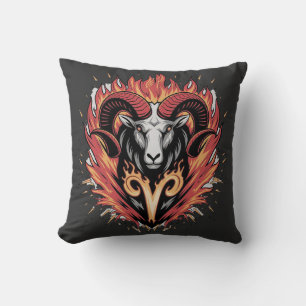 Cool Aries on fire Zodiac Astology design Cushion