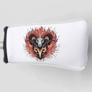 Cool Aries on fire Zodiac Astology design Golf Head Cover
