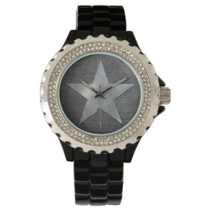 Cool Army Star Brushed Metal Background Watch