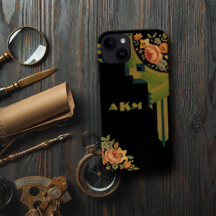 Cool Art Deco Floral Monogram Case-Mate iPhone Case