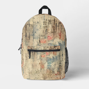 Cool art grunge background Old wood rustic pattern Printed Backpack