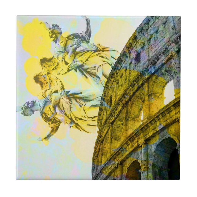 Cool art of Rome elements in trendy way Ceramic Tile (Front)