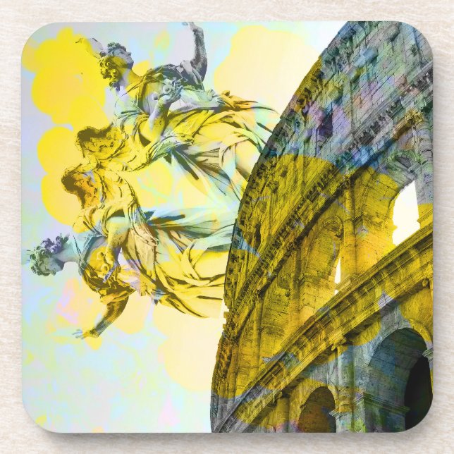 Cool art of Rome elements in trendy way Coaster (Front)
