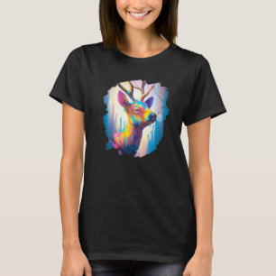 Cool Artistic Deer Stag Colourful Painting Nature  T-Shirt