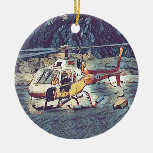 Cool Artistic Helicopter Ceramic Tree Decoration (Front)