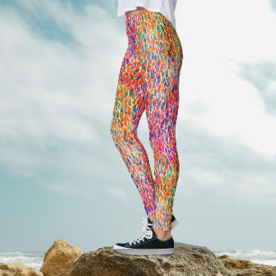 Cool Artsy Colourful Rainbow Leaves Paint Pattern Leggings