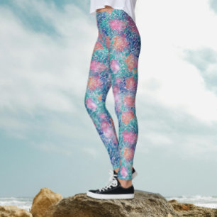 Cool Artsy Colourful Turquoise Ocean Watercolor  Leggings