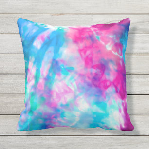 Cool Artsy Girly Purple Pink Blue Tie Dye Pattern Cushion