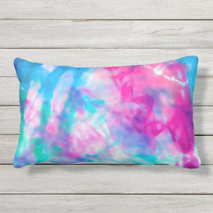 Cool Artsy Girly Purple Pink Blue Tie Dye Pattern Lumbar Cushion