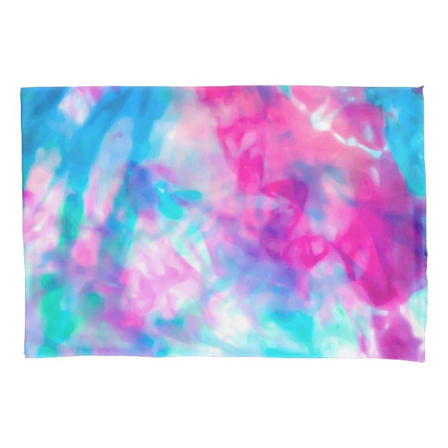 Cool Artsy Girly Purple Pink Blue Tie Dye Pattern Pillowcase (Front)