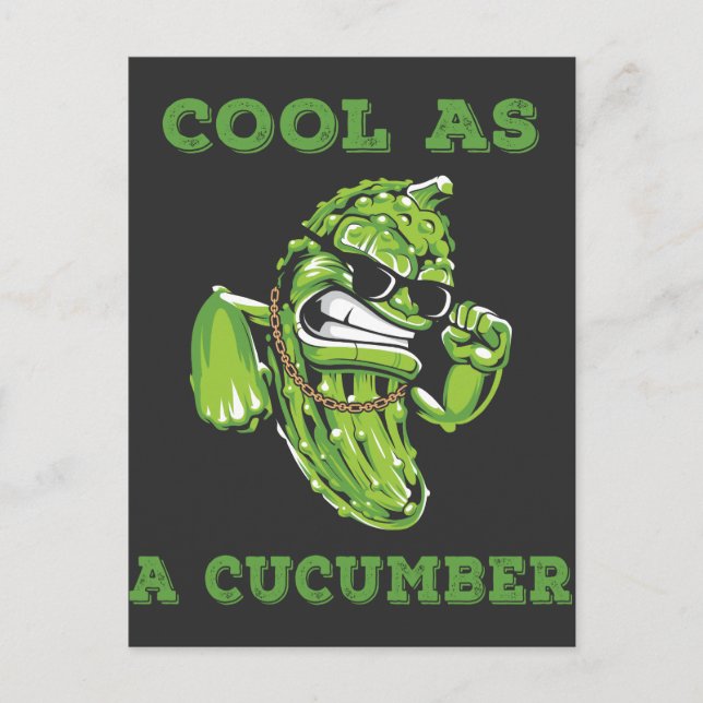 Cool As a Cucumber Gangster Pickle Vegetables Postcard (Front)