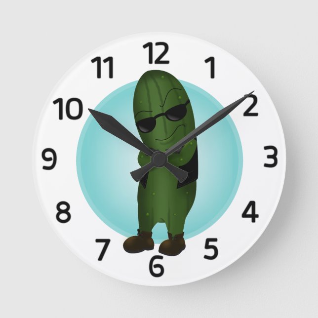 Cool As A Cucumber Round Clock (Front)