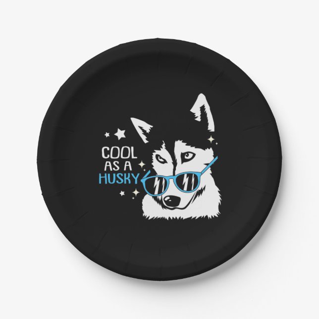 Cool As A Husky Dog Paper Plate (Front)