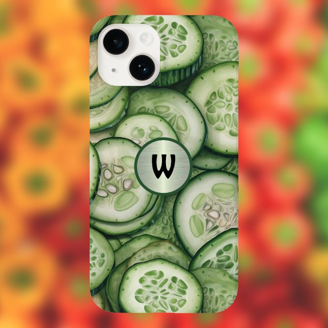 Cool as Cucumbers Green Veggie Monogram Case-Mate iPhone Case (Creator Uploaded)