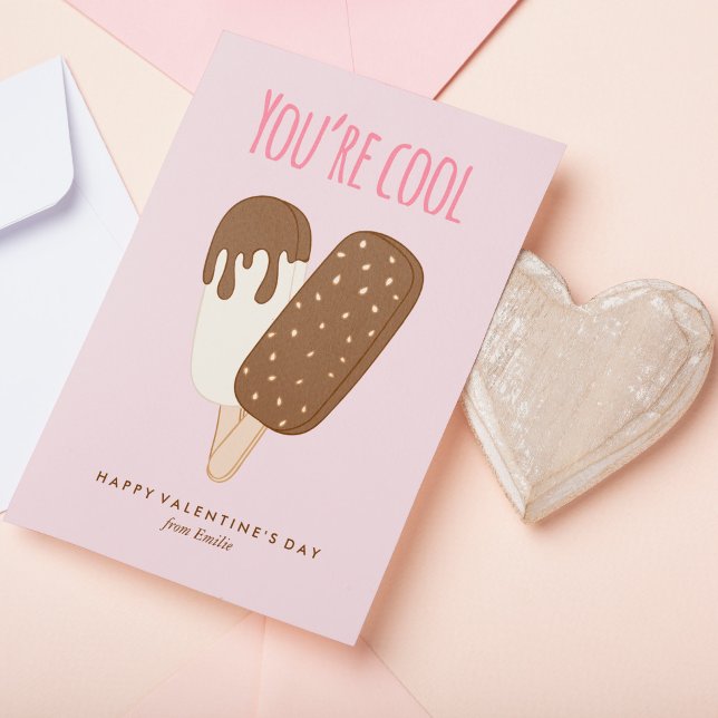 Cool As Ice Cream Kids Classroom Valentines Card (Creator Uploaded)